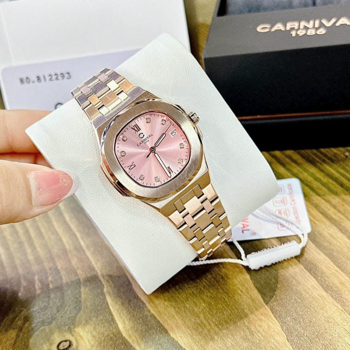 ĐỒNG HỒ NỮ CARNIVAL QUARTZ 8160L-VH-H HỒNG