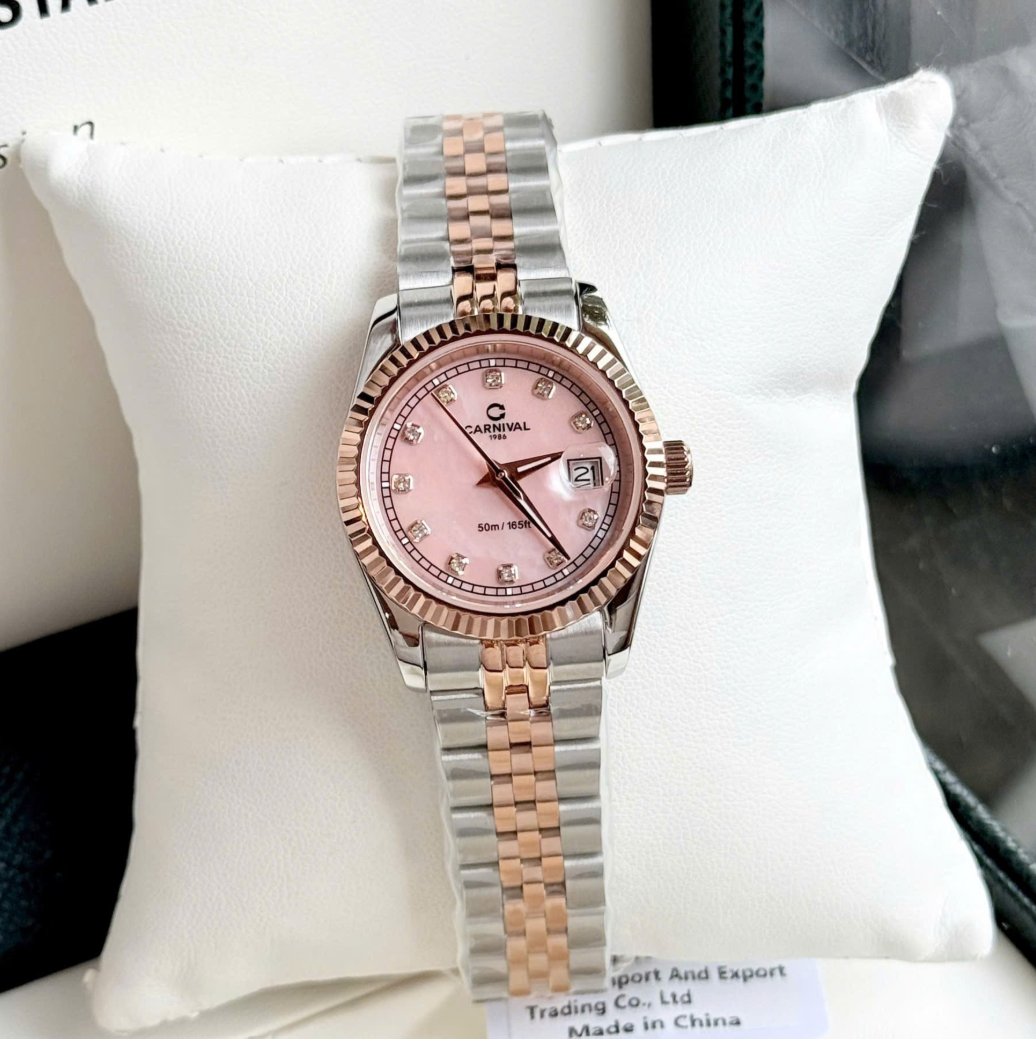 ĐỒNG HỒ NỮ CARNIVAL QUARTZ XÀ CỪ HỒNG 8131L-CH-HK