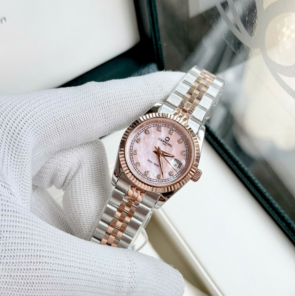 ĐỒNG HỒ NỮ CARNIVAL QUARTZ XÀ CỪ HỒNG 8131L-CH-HK