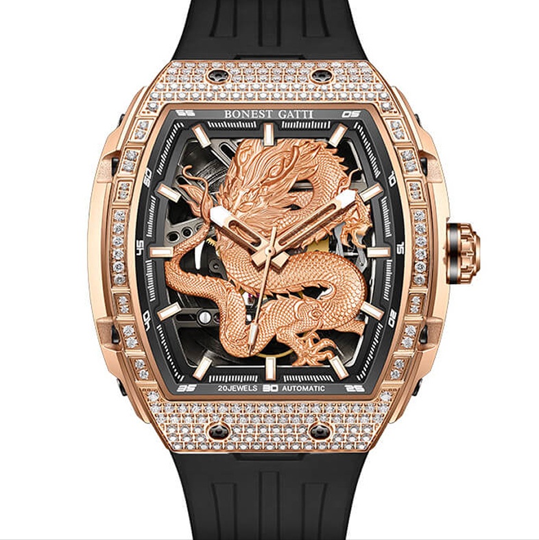 BONEST GATTI GHOST DRAGON STAR AUTOMATIC GOLD DIAMOND BG5605-A2