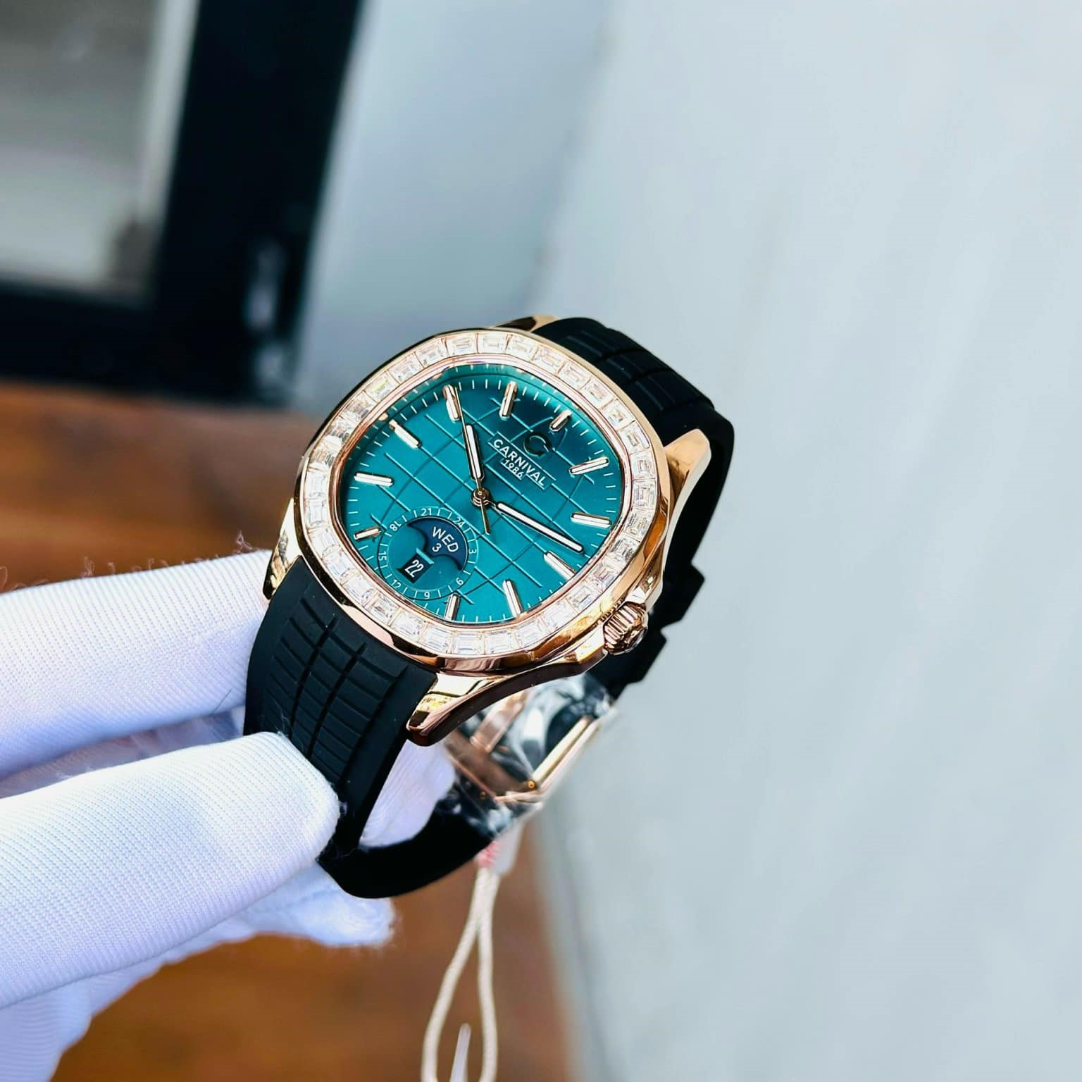 CARNIVAL 1986 AQUANUS ROSE GOLD AUTOMATIC MALLARD GREEN 8113G2-VH-DCS-XL