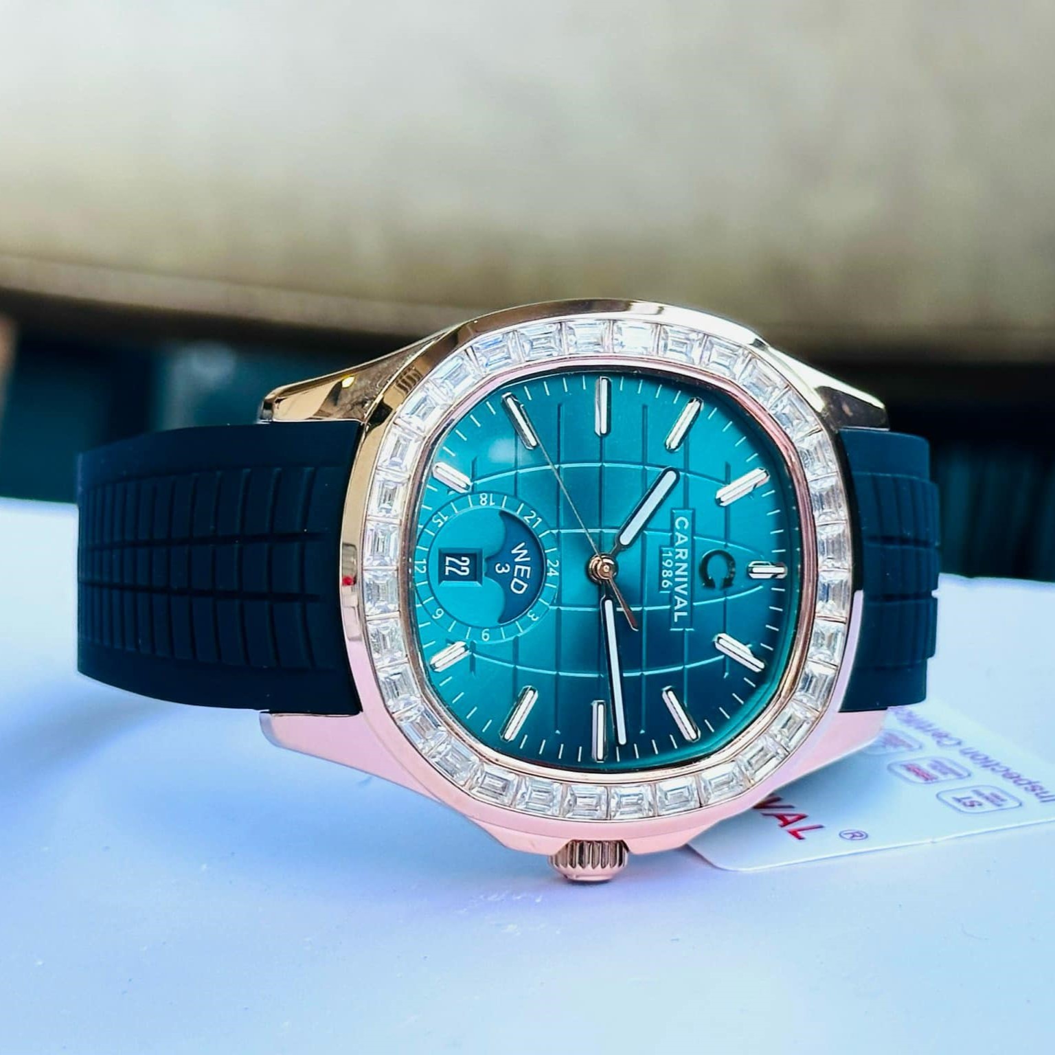 CARNIVAL 1986 AQUANUS ROSE GOLD AUTOMATIC MALLARD GREEN 8113G2-VH-DCS-XL