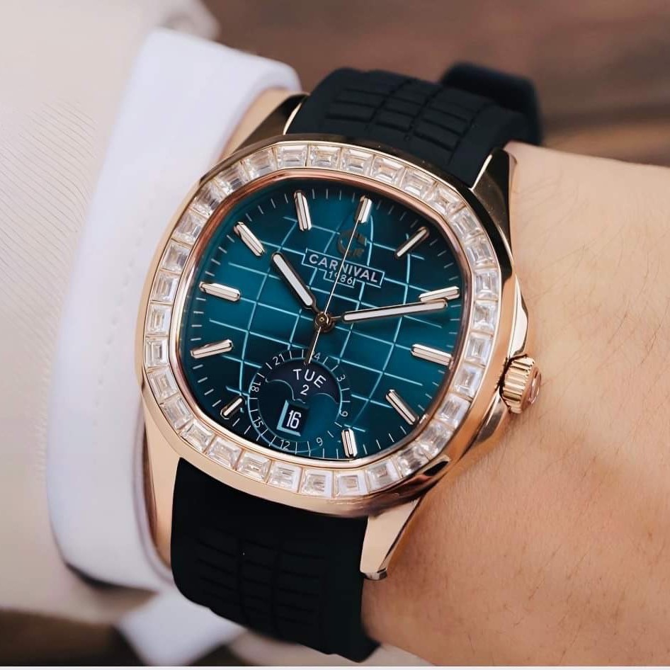 CARNIVAL 1986 AQUANUS ROSE GOLD AUTOMATIC MALLARD GREEN 8113G2-VH-DCS-XL