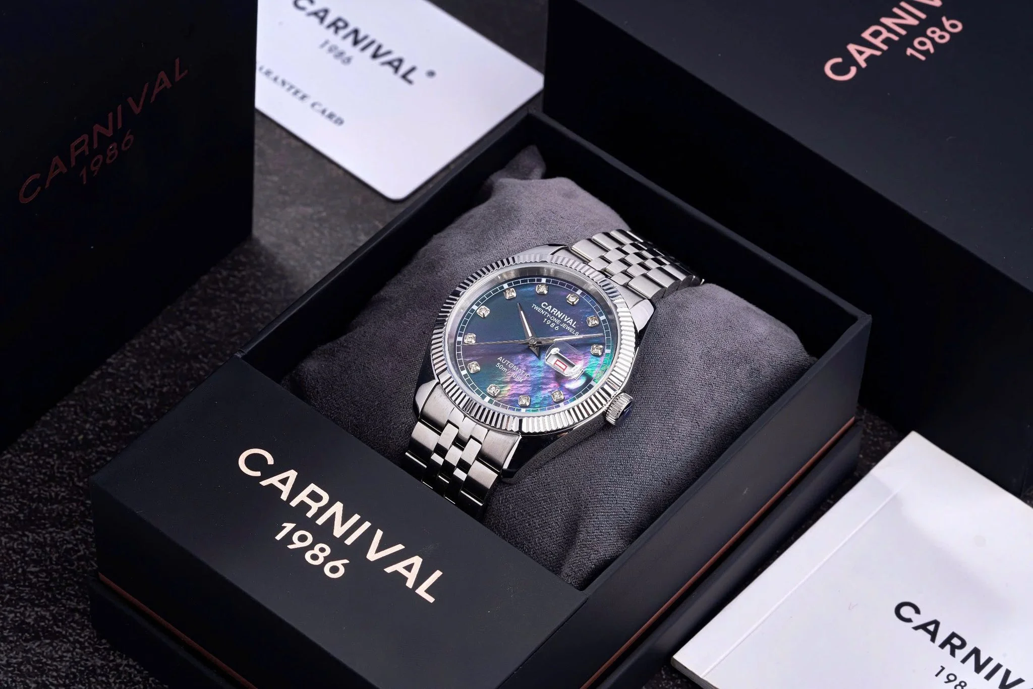 ĐỒNG HỒ NAM XÀ CỪ CARNIVAL AUTOMAITC 8131G-VT-BLACK MOP (XÀ CỪ ĐEN) (ORDER)