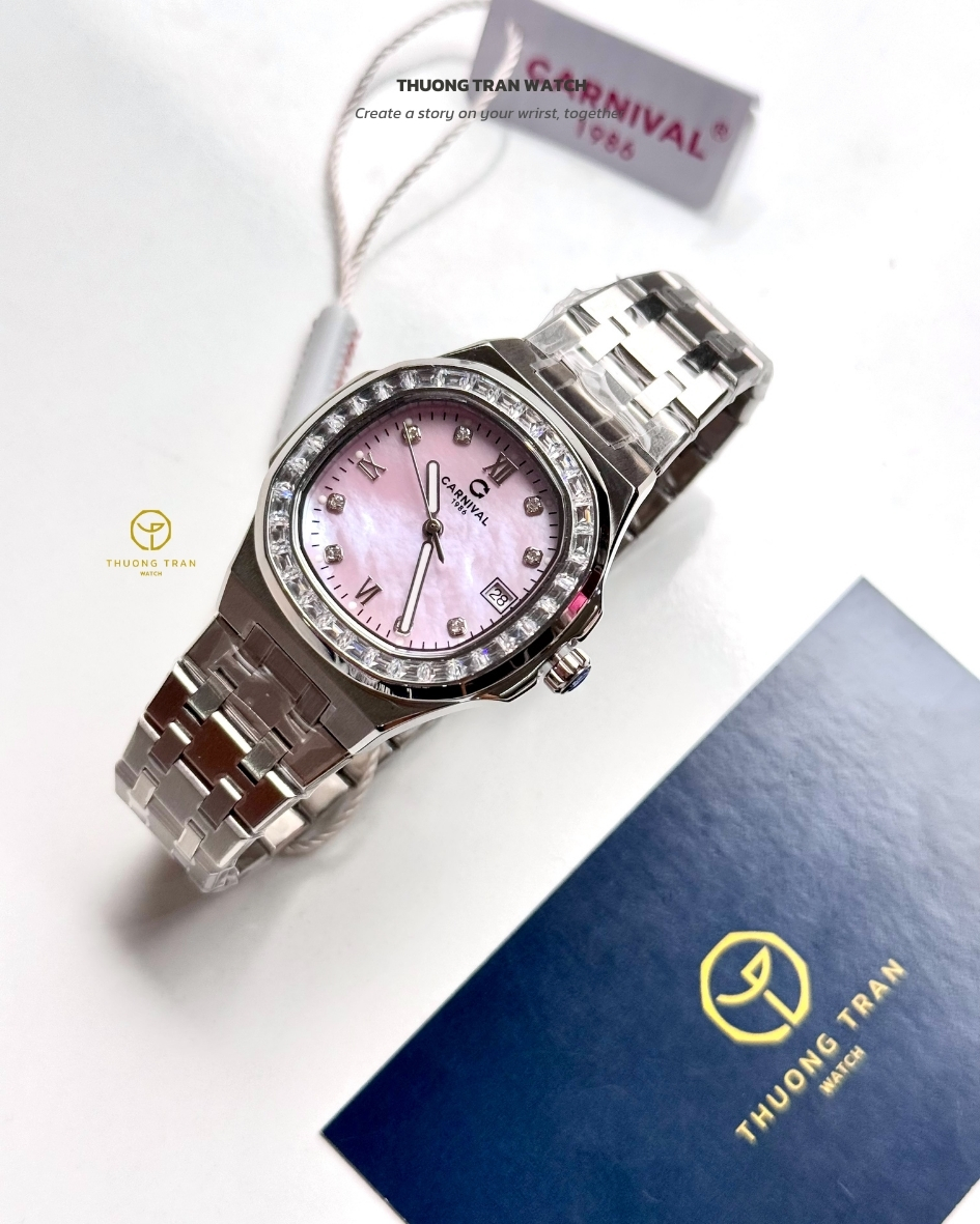 ĐỒNG HỒ NỮ CARNIVAL QUARTZ XÀ CỪ HỒNG 8160L2-VT-HK