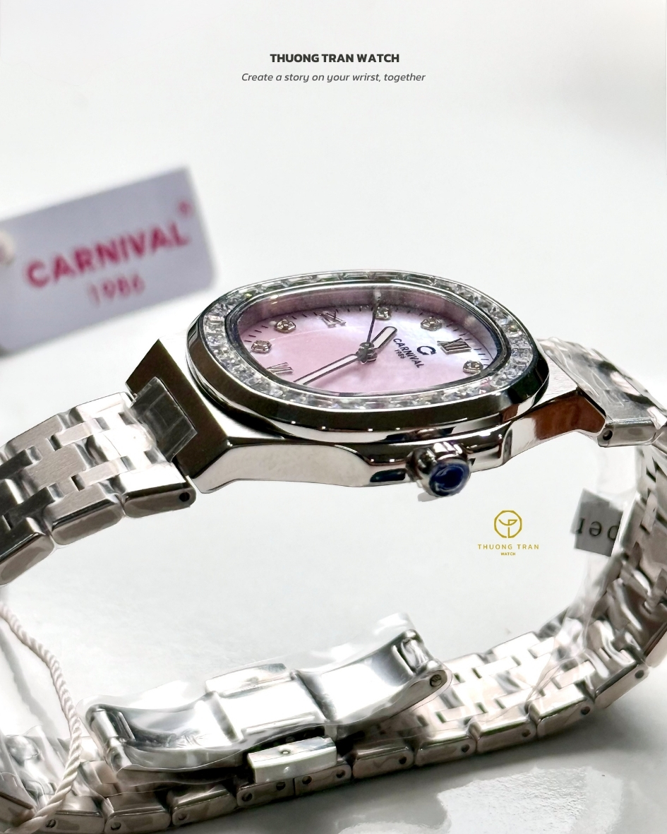 ĐỒNG HỒ NỮ CARNIVAL QUARTZ XÀ CỪ HỒNG 8160L2-VT-HK