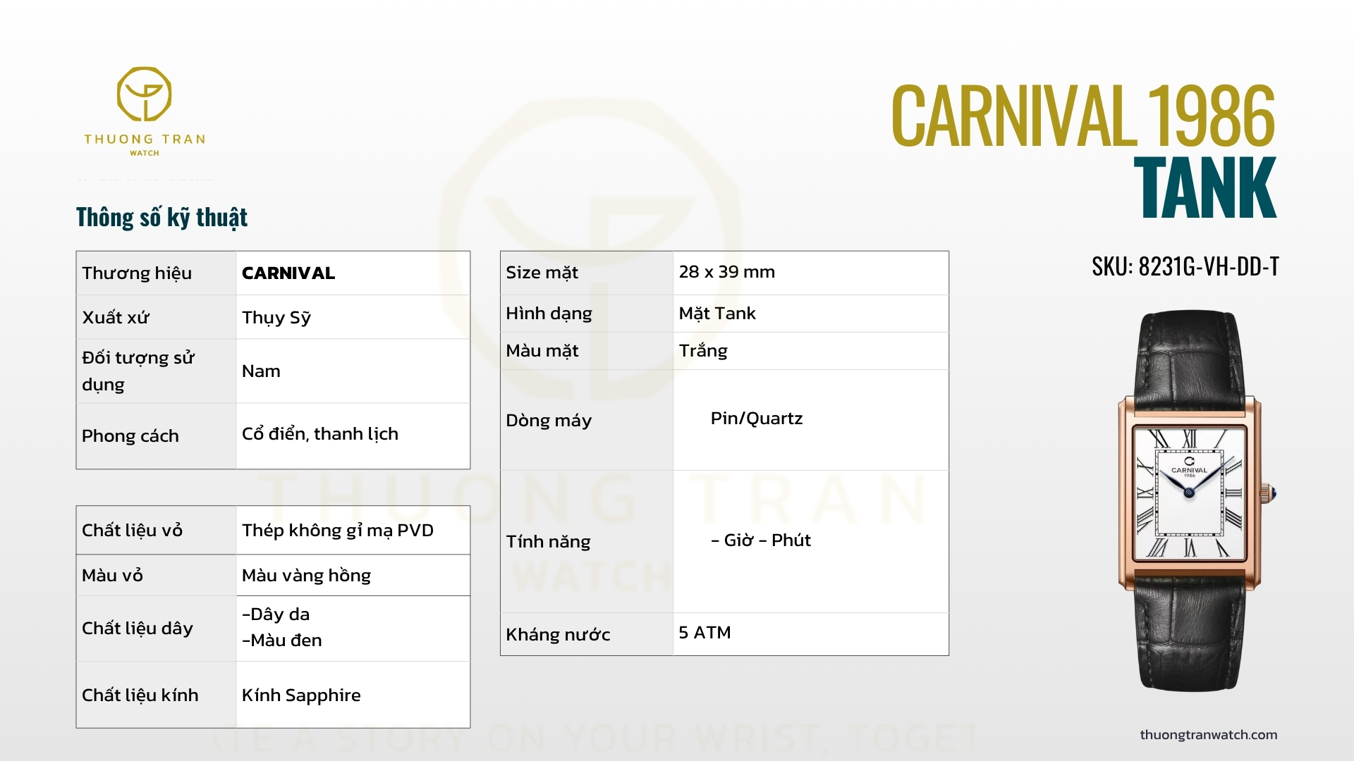 ĐỒNG HỒ NAM CARNIVAL 8231G-VH-DD-T