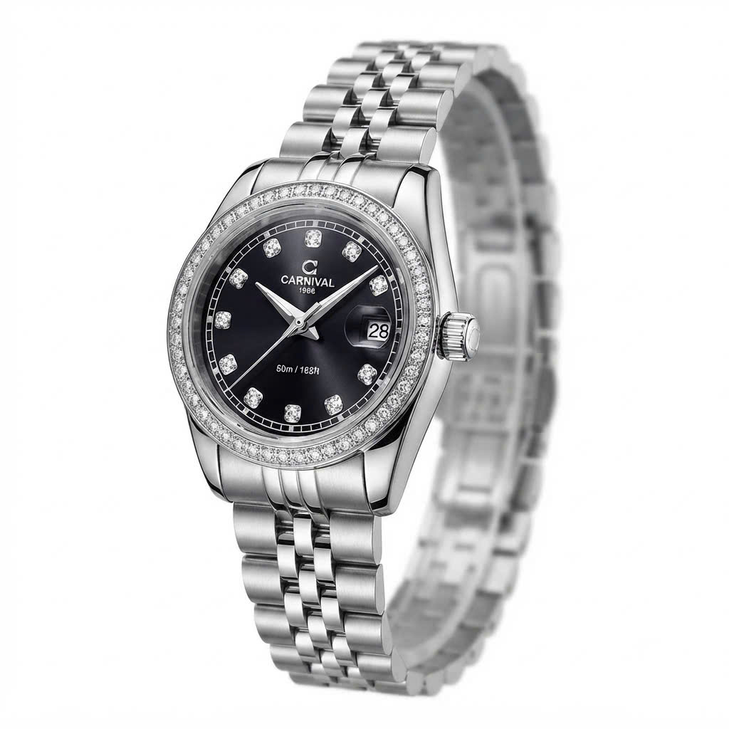 ĐỒNG HỒ NỮ CARNIVAL QUARTZ ĐEN 8131L2-VT-D