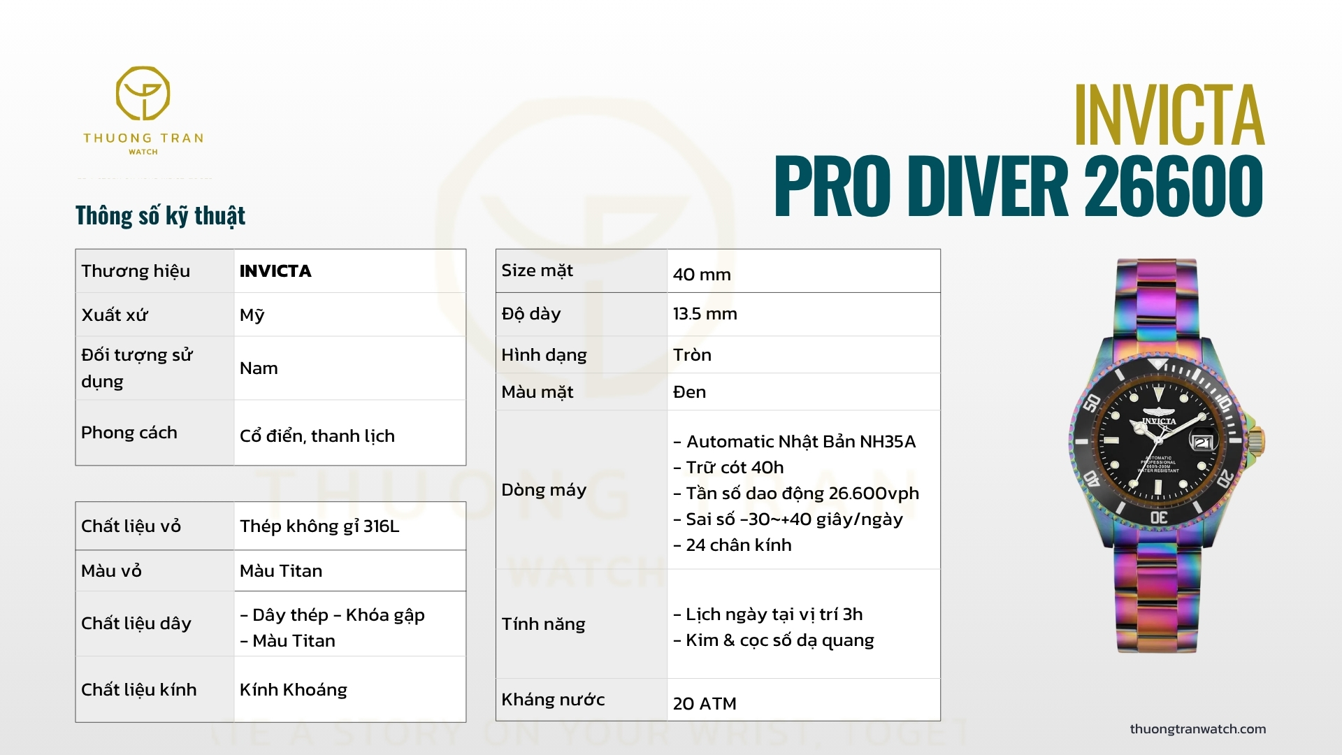 ĐỒNG HỒ NAM INVICTA PRO DIVER 26600