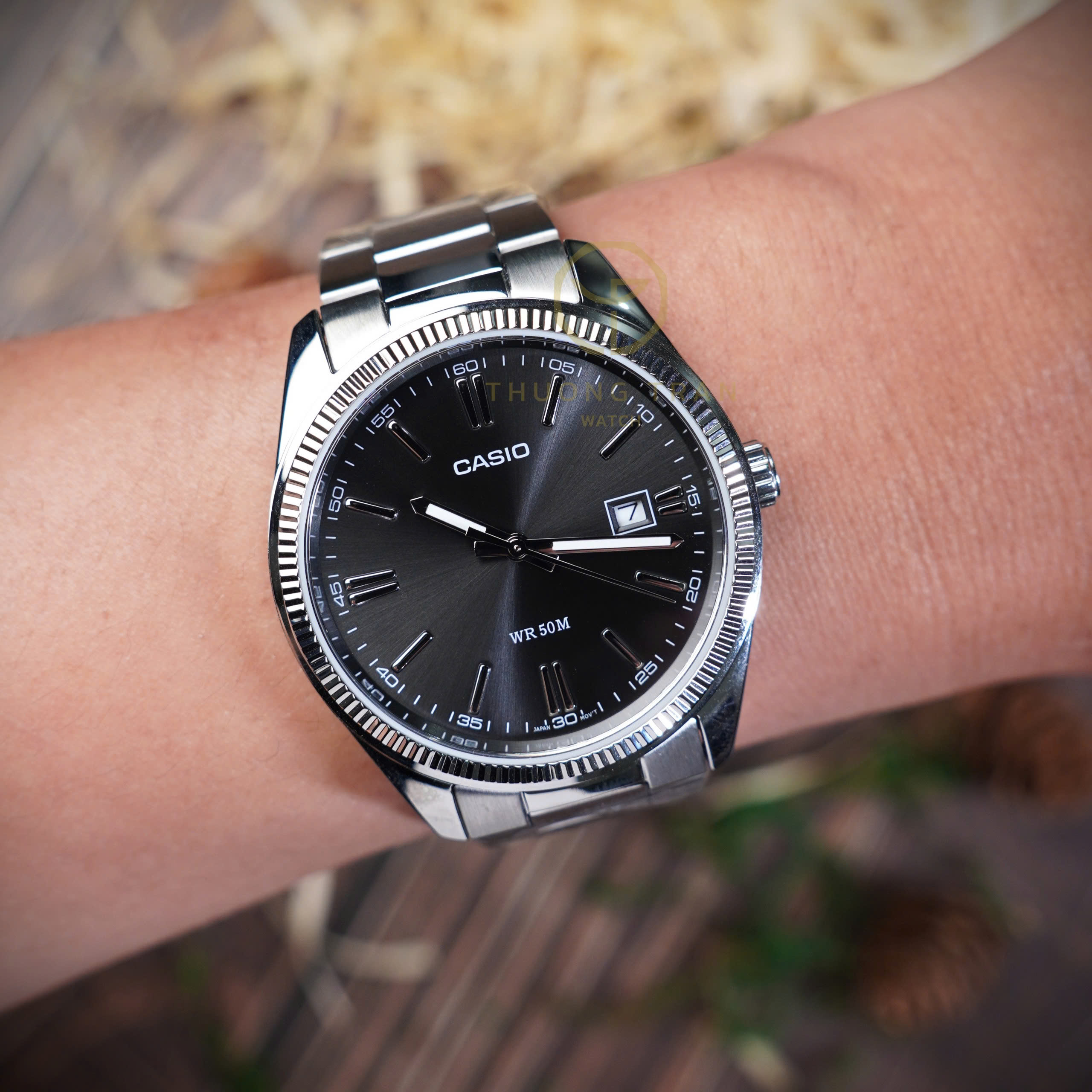 ĐỒNG HỒ NAM XÁM KIM BẠC CASIO MTP-1302D-1A1VDF