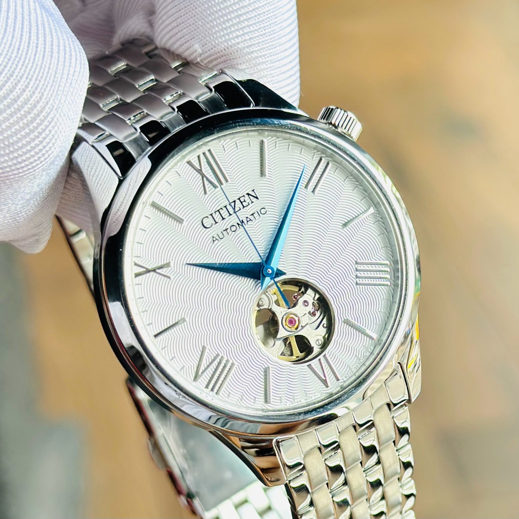 CITIZEN SUNSHINE AND LUNA OPEN HEART AUTOMATIC WHITE NH9130-84A