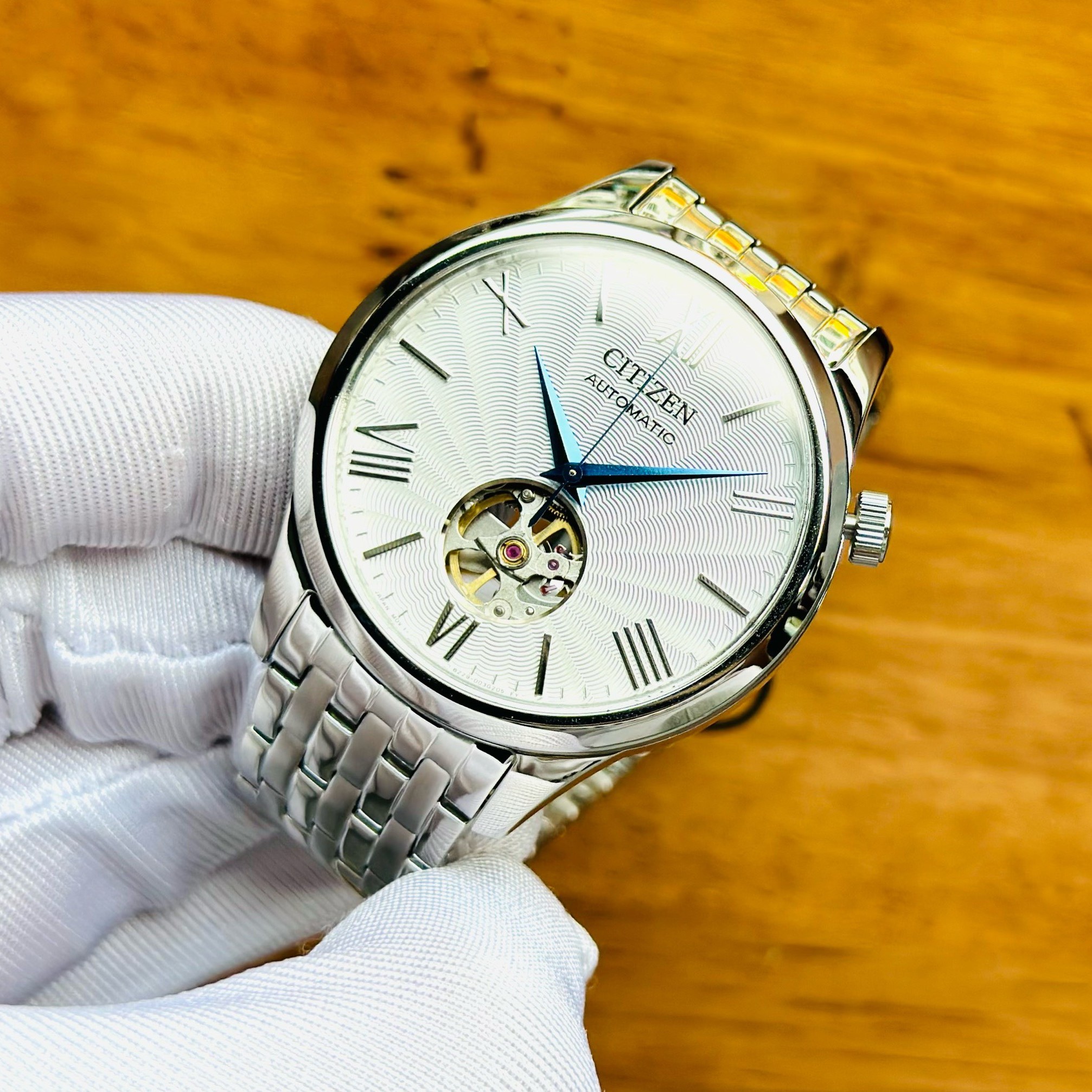 CITIZEN SUNSHINE AND LUNA OPEN HEART AUTOMATIC WHITE NH9130-84A