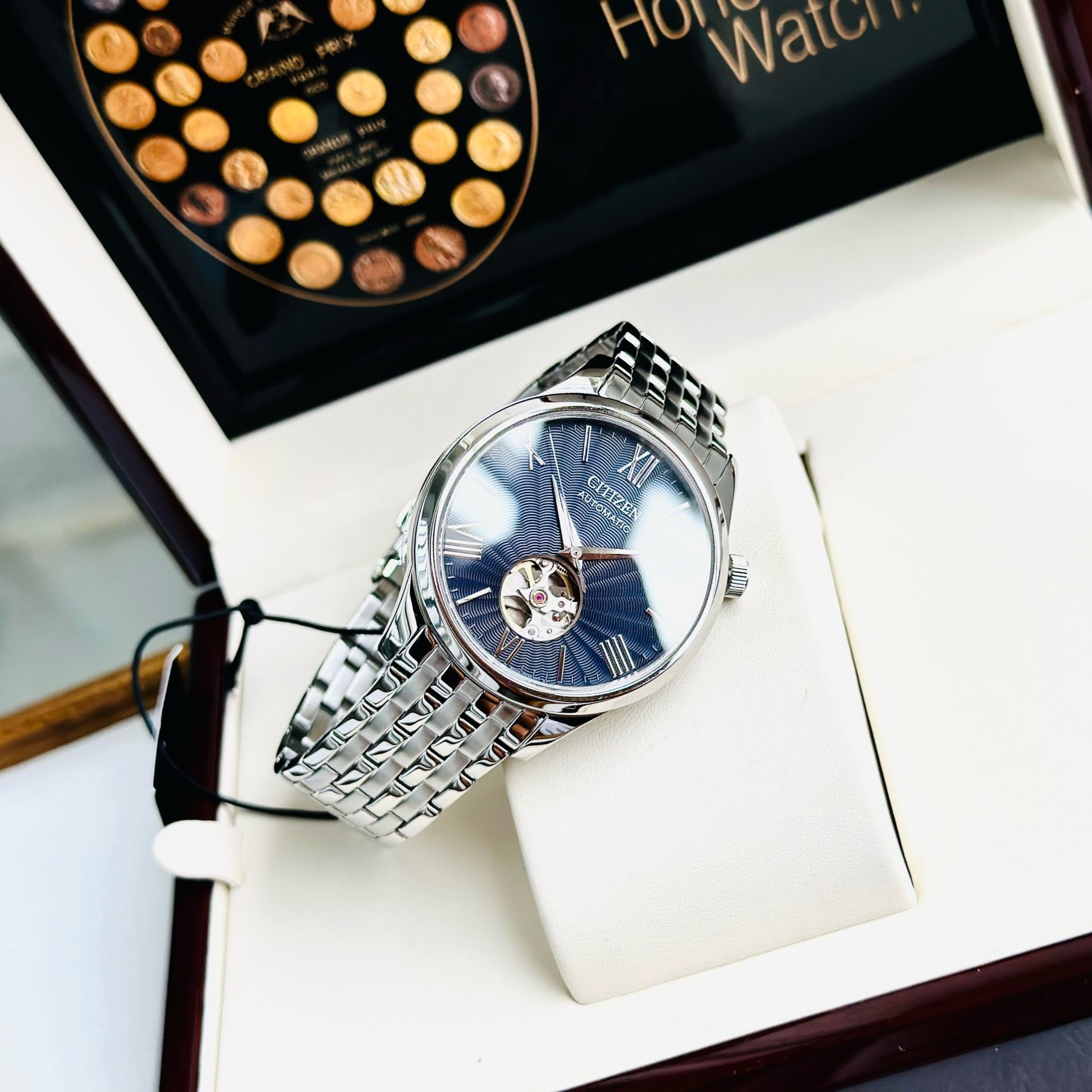 CITIZEN SUNSHINE AND LUNA OPEN HEART AUTOMATIC BLUE NH9130-84L