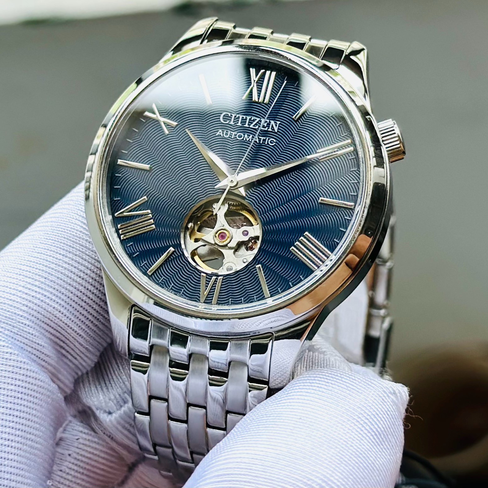 CITIZEN SUNSHINE AND LUNA OPEN HEART AUTOMATIC BLUE NH9130-84L