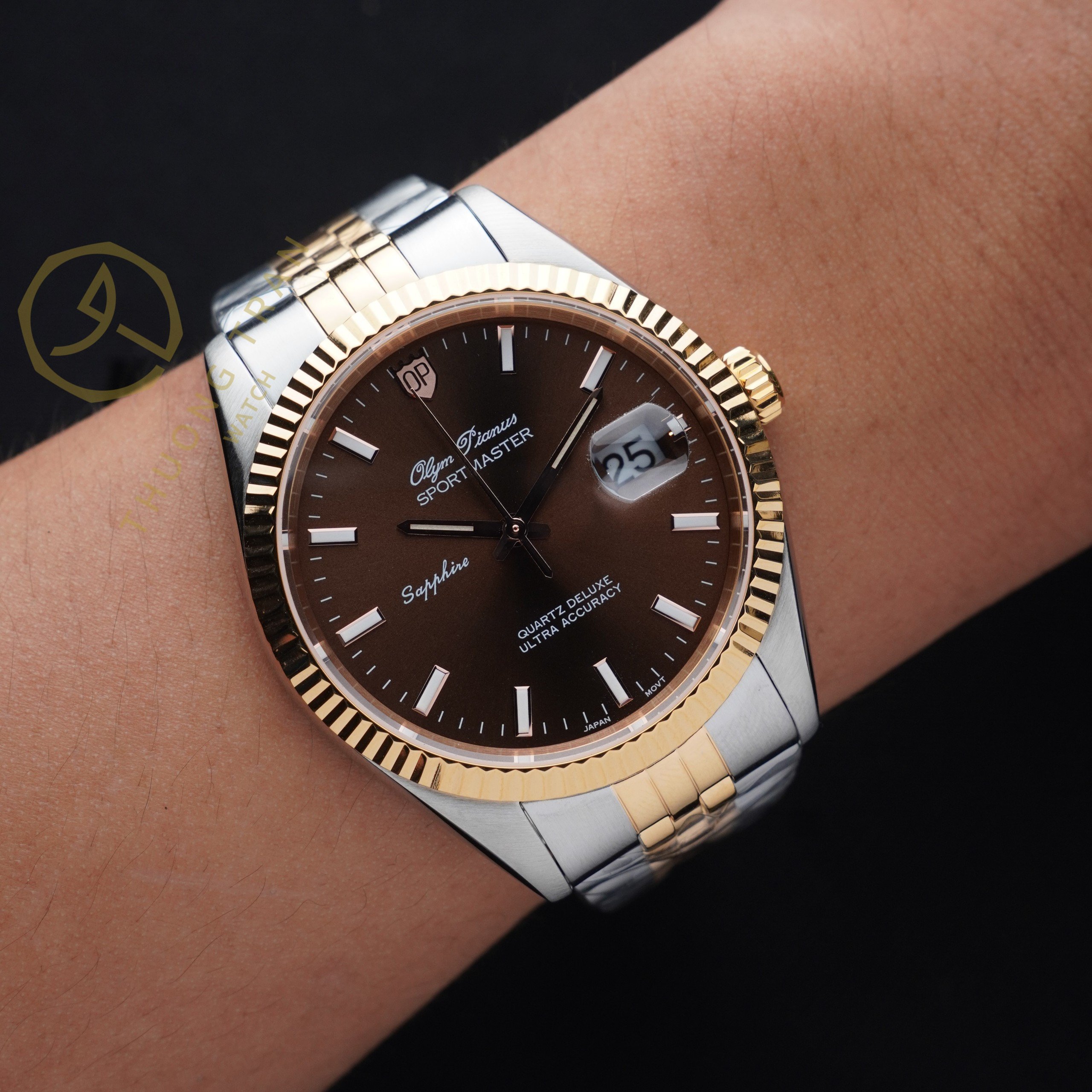 OLYM PIAINUS SPORTMASTER DEMI ROSEGOLD QUARTZ CHOCOLATE OP89322GSR-N-CV