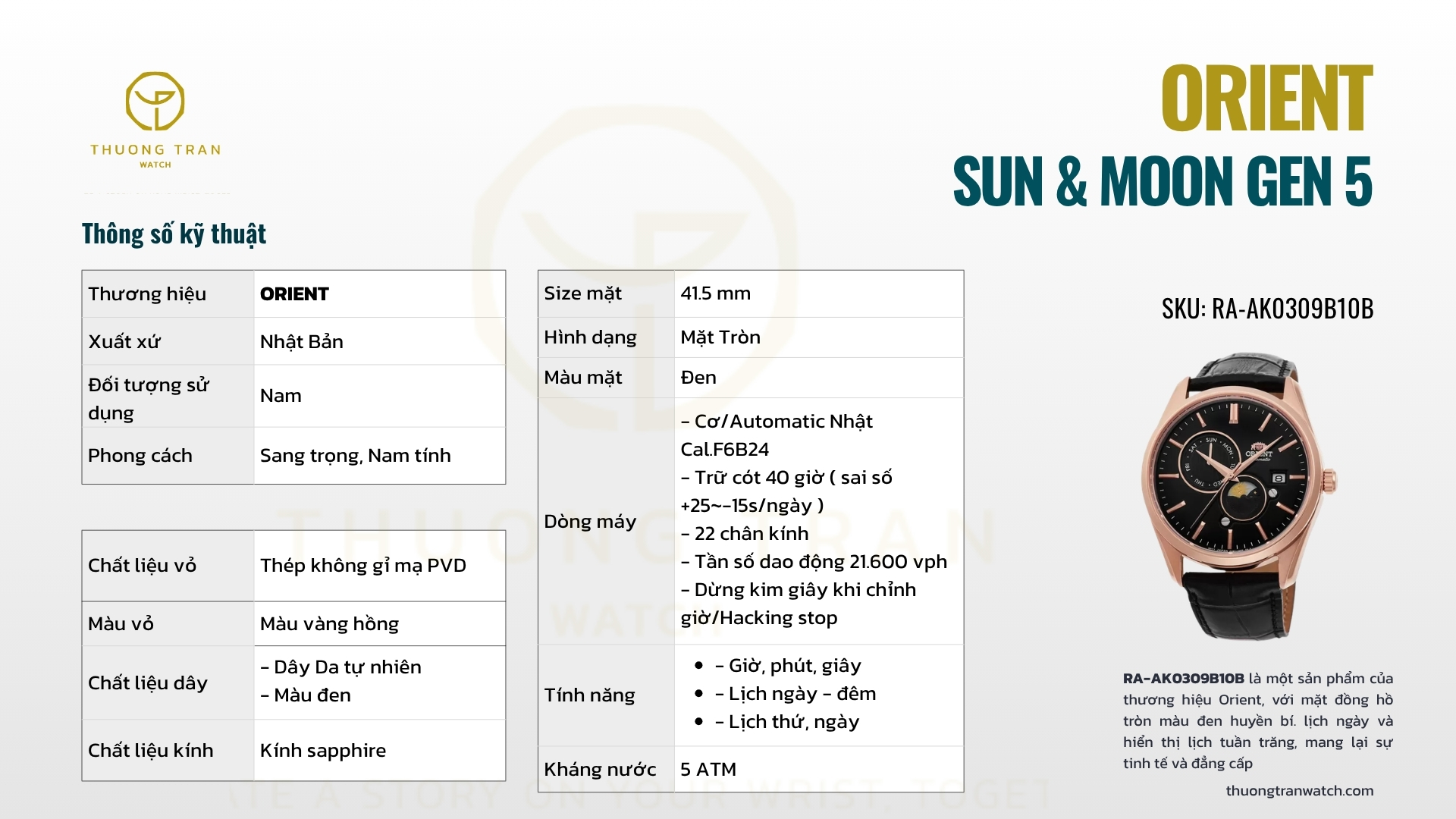 ĐỒNG HỒ NAM ORIENT SUN & MOON GEN 5 RA-AK0309B10B (RA-AK0309B30B)