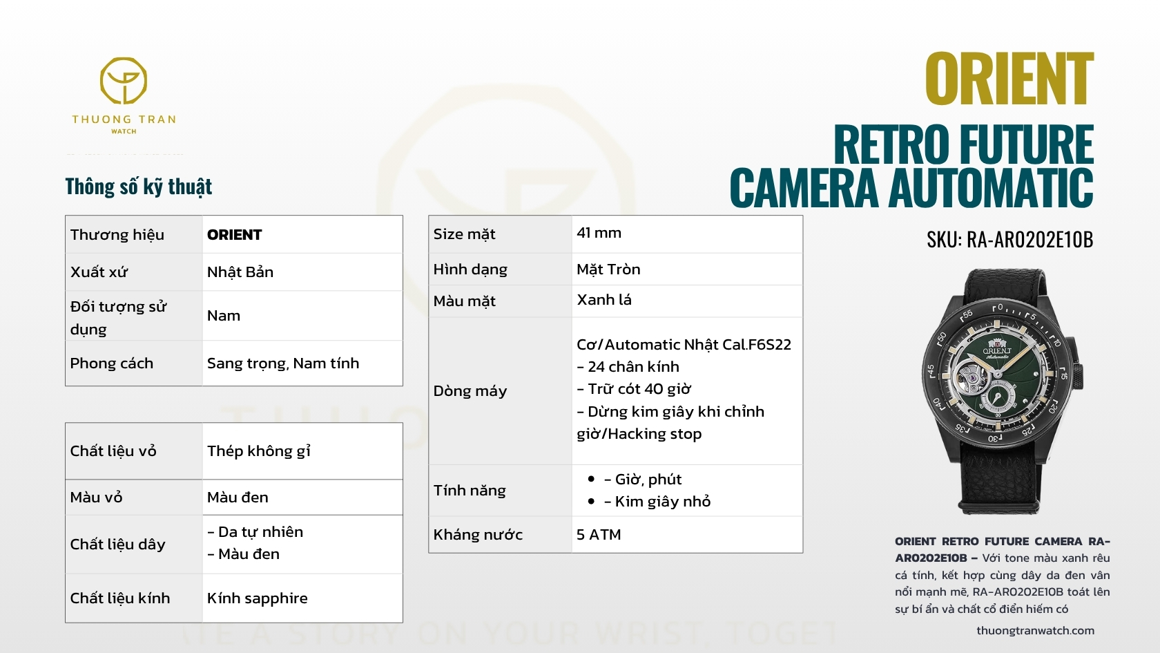 ĐỒNG HỒ NAM ORIENT RETRO FUTURE CAMERA AUTOMATIC RA-AR0202E10B