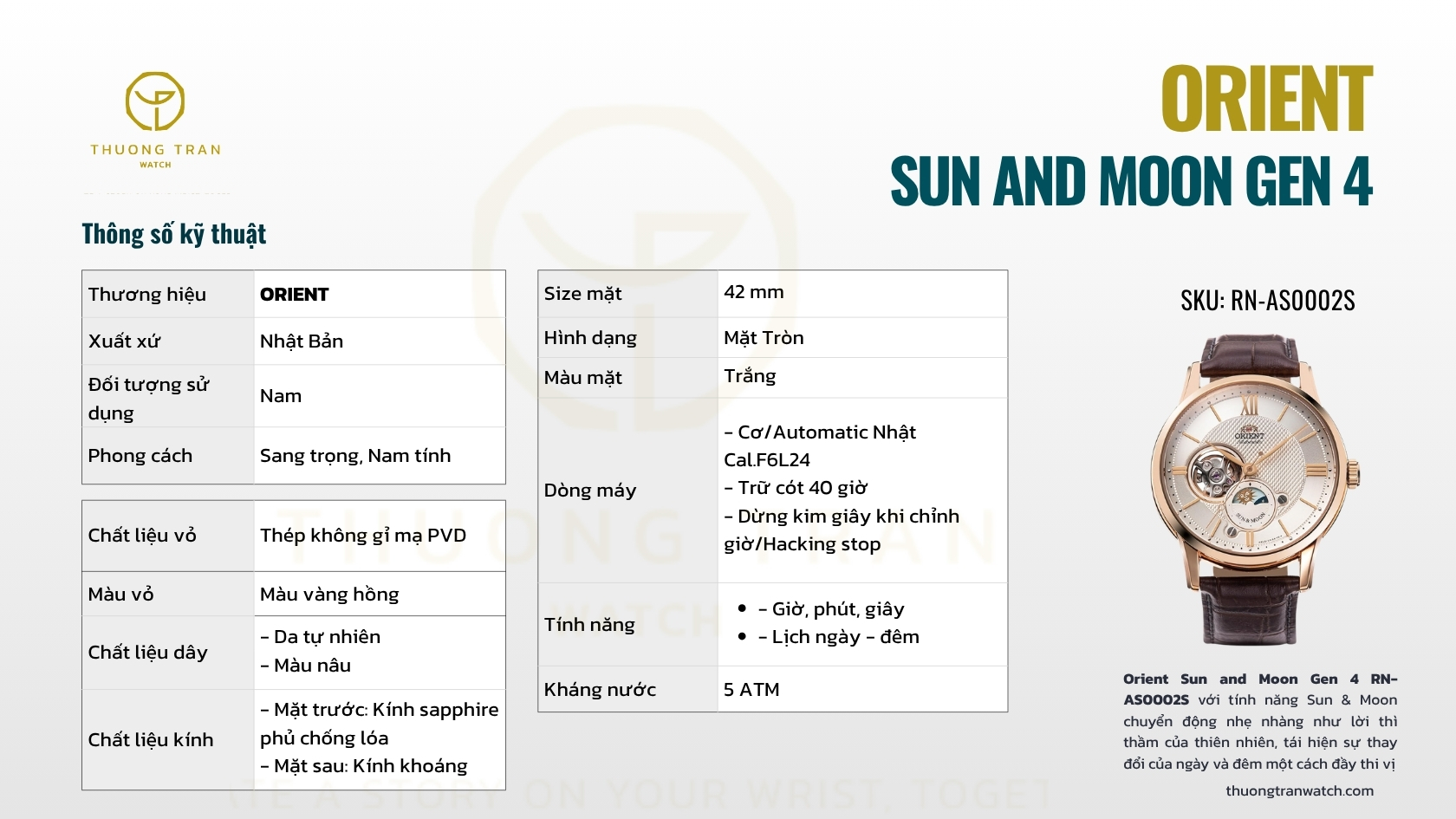 ĐỒNG HỒ NAM ORIENT SUN AND MOON GEN 4 RN-AS0002S (NỘI ĐỊA)