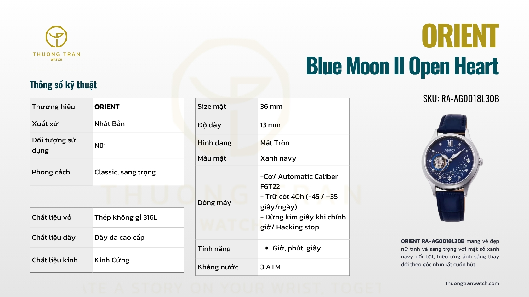 ĐỒNG HỒ NỮ ORIENT RA-AG0018L30B
