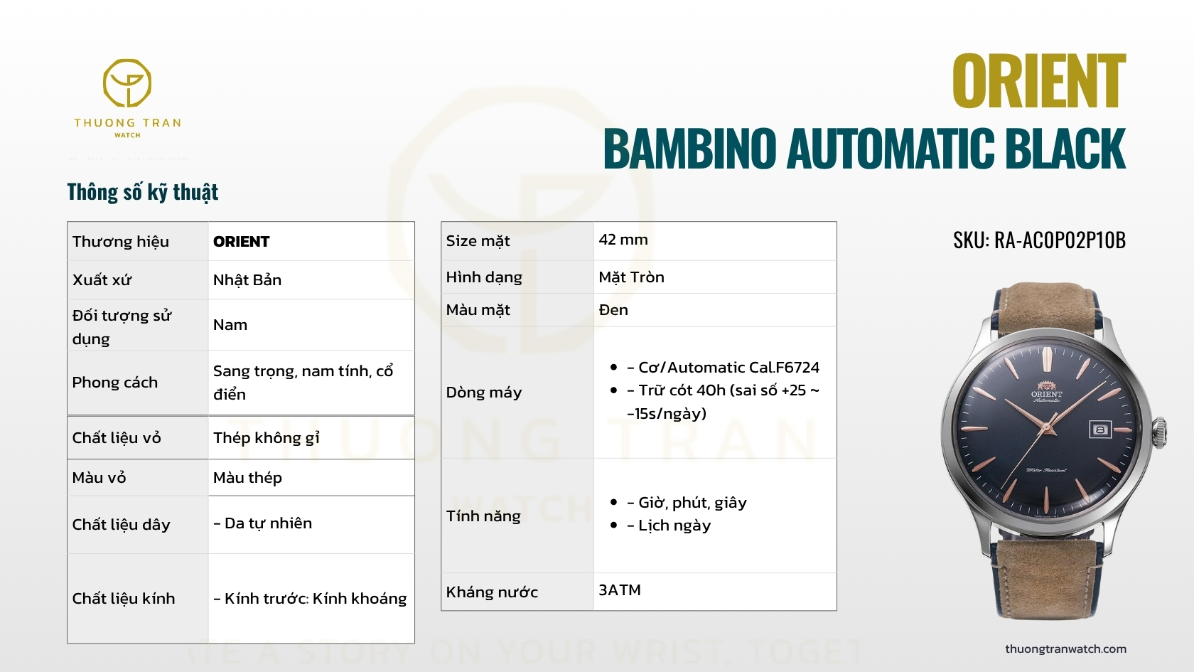 ORIENT BAMBINO AUTOMATIC BLACK RA-AC0P02P10B