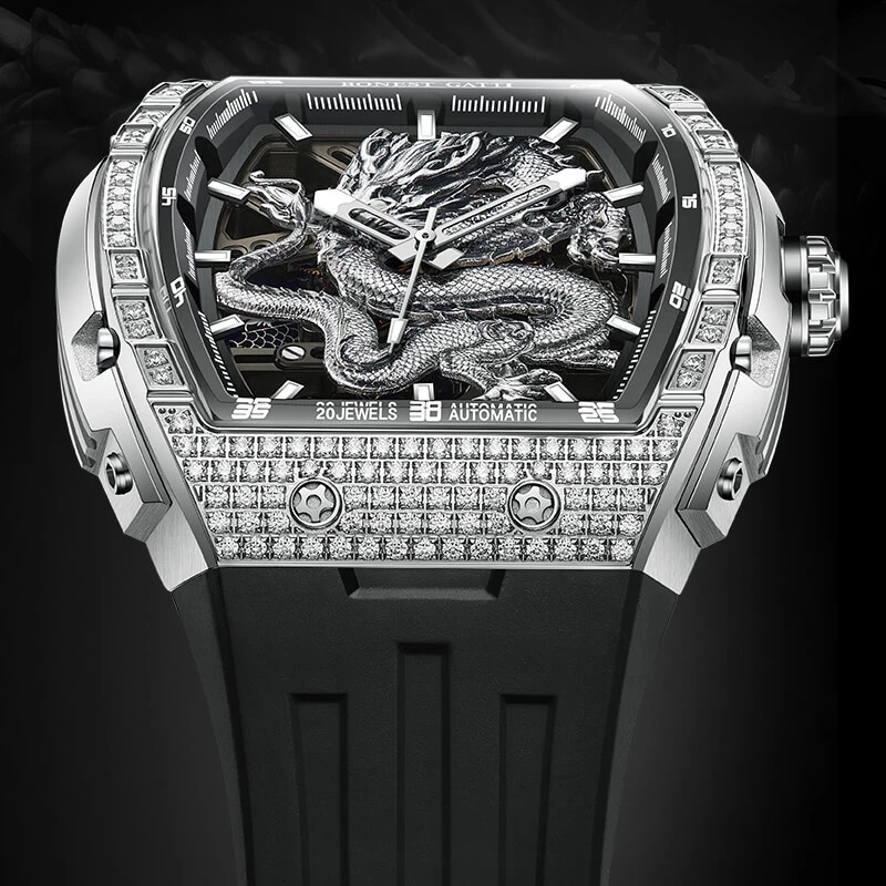 BONEST GATTI GHOST DRAGON STAR AUTOMATIC SILVER DIAMOND BG5605-A1