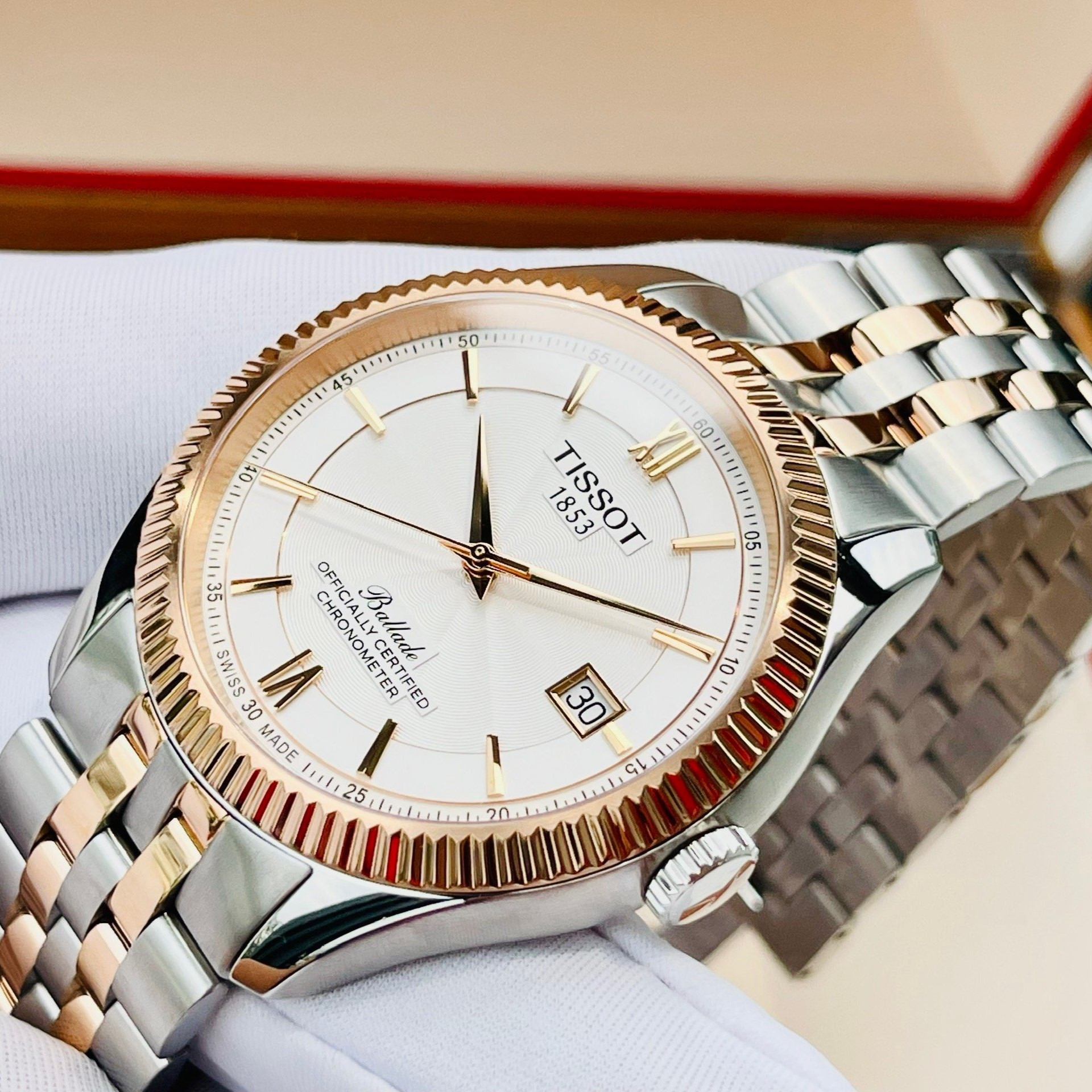 TISSOT BALLADE POWERMATIC 80 SILICUM COSC DEMI ROSE GOLD T108.408.22.278.00  (T1084082227800)