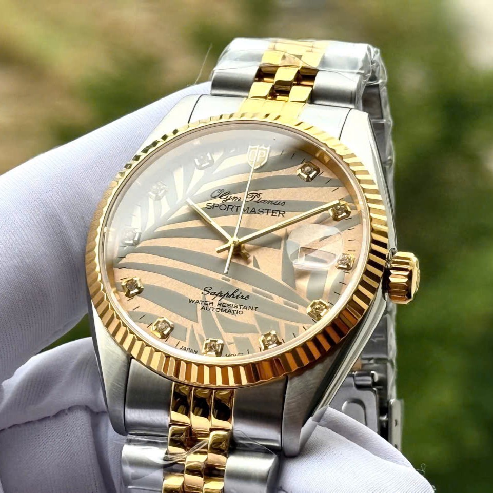 OLYM PIANUS SPORTMASTER AUTOMATIC LÁ CỌ VÀNG OP89322G