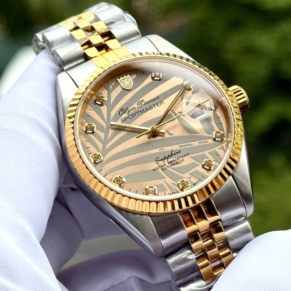 OLYM PIANUS SPORTMASTER AUTOMATIC LÁ CỌ VÀNG OP89322G