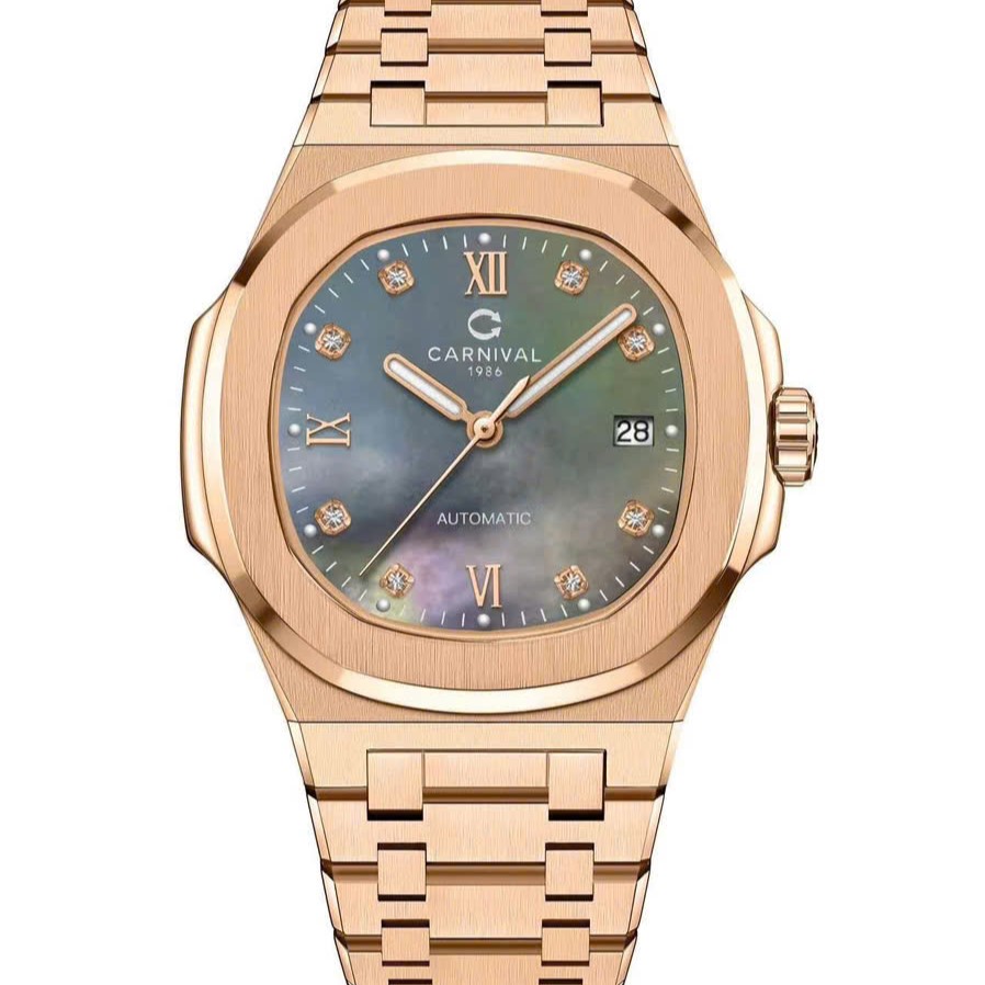 ĐỒNG HỒ NAM XÀ CỪ CARNIVAL AUTOMAITC 8160G-VH-BLACK MOP (XÀ CỪ ĐEN)