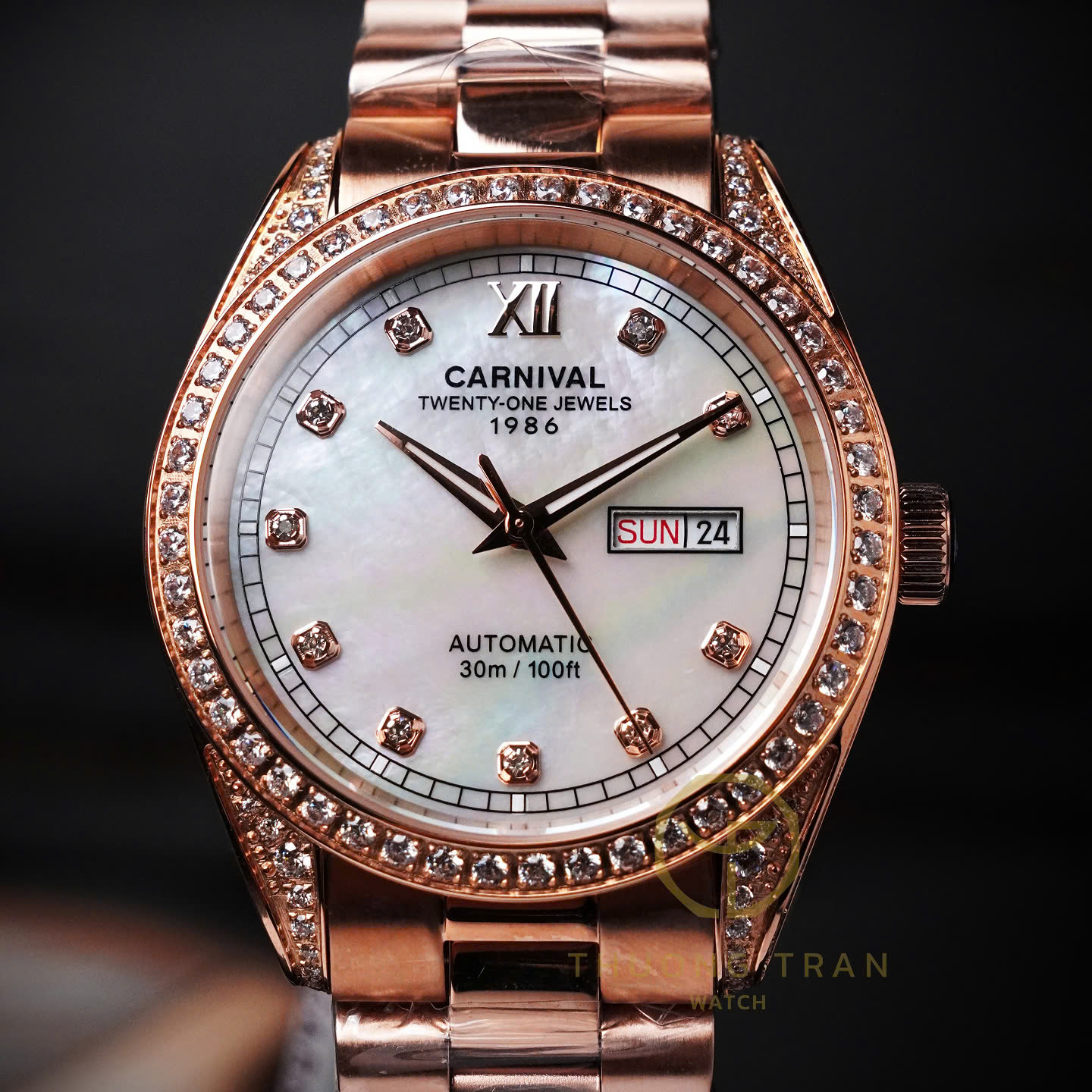 ĐỒNG HỒ NAM XÀ CỪ CARNIVAL AUTOMAITC 8907G-VH-MOP (XÀ CỪ TRẮNG)