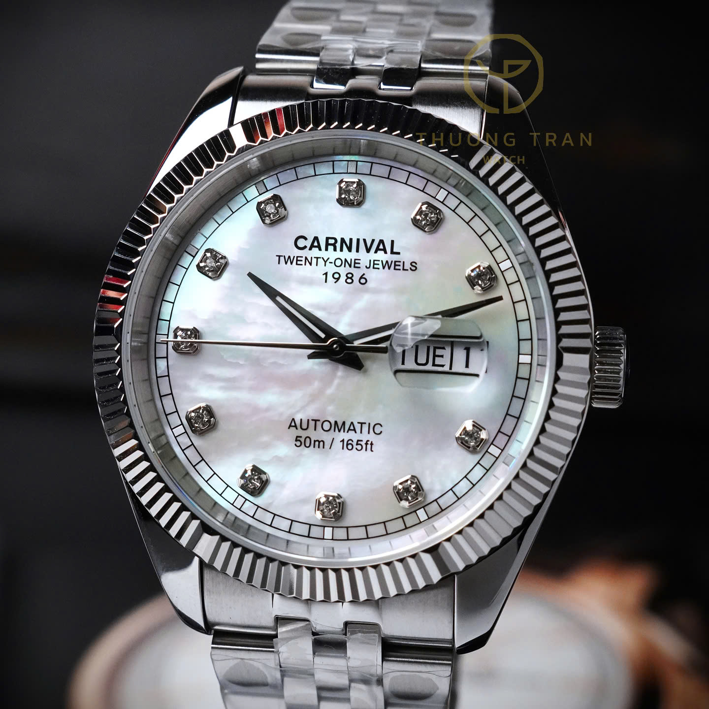 ĐỒNG HỒ NAM XÀ CỪ CARNIVAL AUTOMAITC 8131G-VT-MOP (XÀ CỪ TRẮNG)