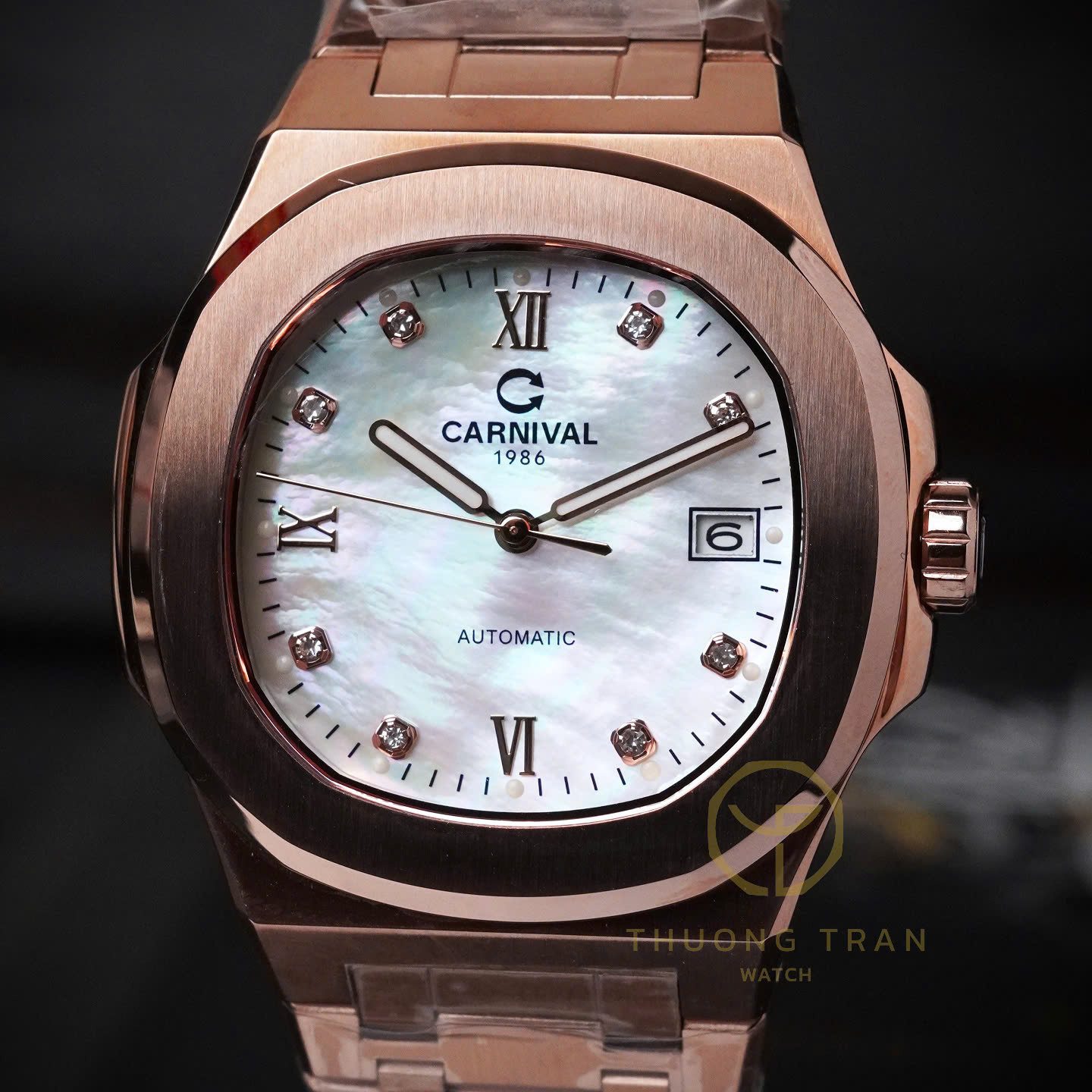 ĐỒNG HỒ NAM XÀ CỪ CARNIVAL AUTOMAITC 8160G-VH-MOP (XÀ CỪ TRẮNG)