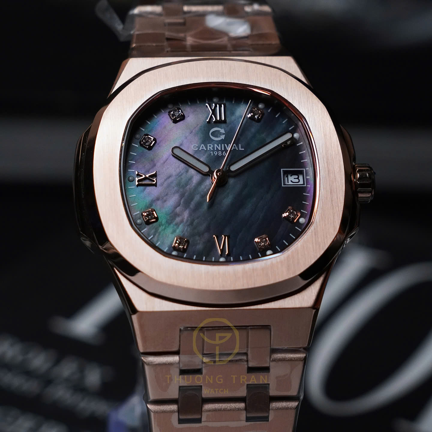 ĐỒNG HỒ NỮ CARNIVAL XÀ CỪ ĐEN 8160L-VH-DK BLACK MOP