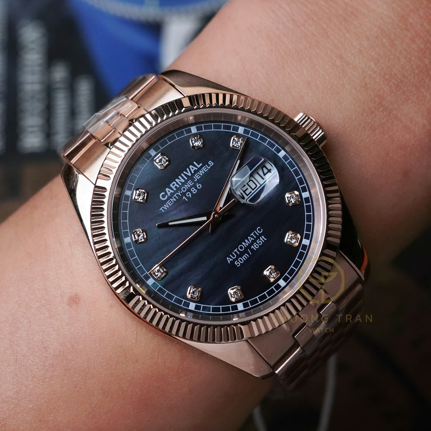 ĐỒNG HỒ NAM XÀ CỪ CARNIVAL AUTOMAITC 8131G-VH-BLACK MOP (XÀ CỪ ĐEN)