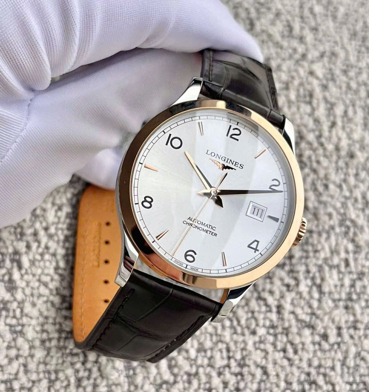 ĐỒNG HỒ NAM LONGINES RECORD COLLECTION DEMI 18K: L2.821.5.76.2
