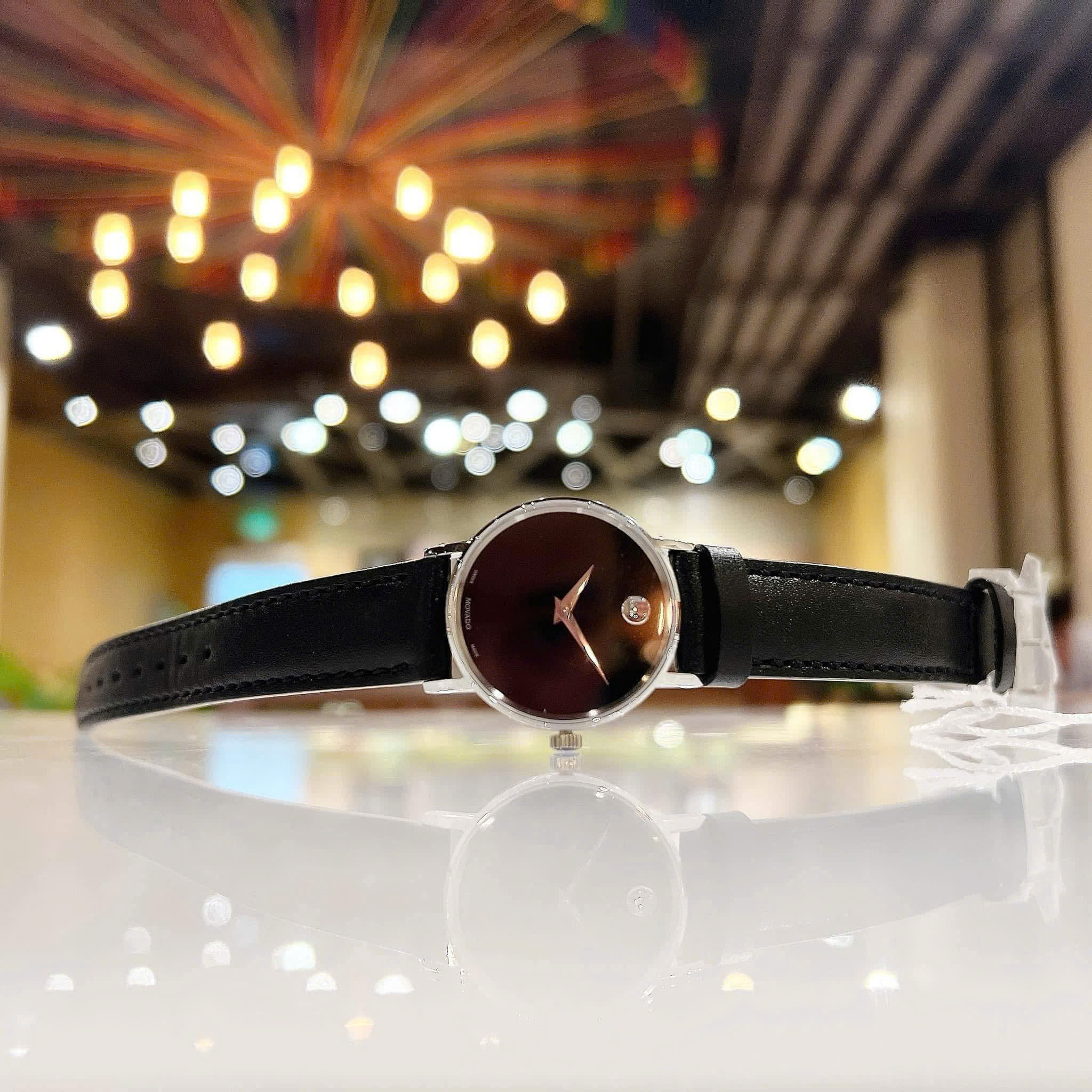 ĐỒNG HỒ NỮ MOVADO CLASSIC MUSEUM QUARTZ BLACK DIAL WATCH 0607317