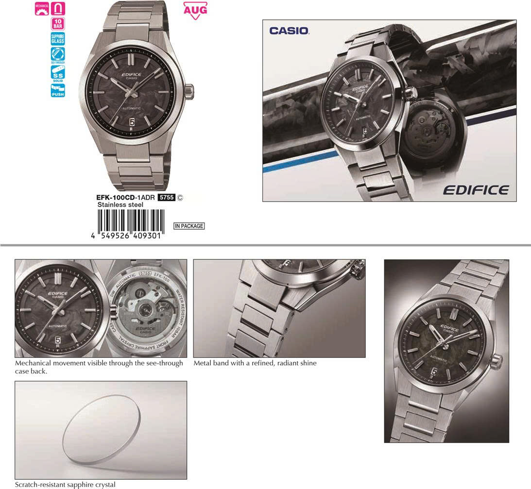 ĐỒNG HỒ NAM CASIO EDIFICE AUTOMATIC EFK-100CD-1ADR (ORDER)