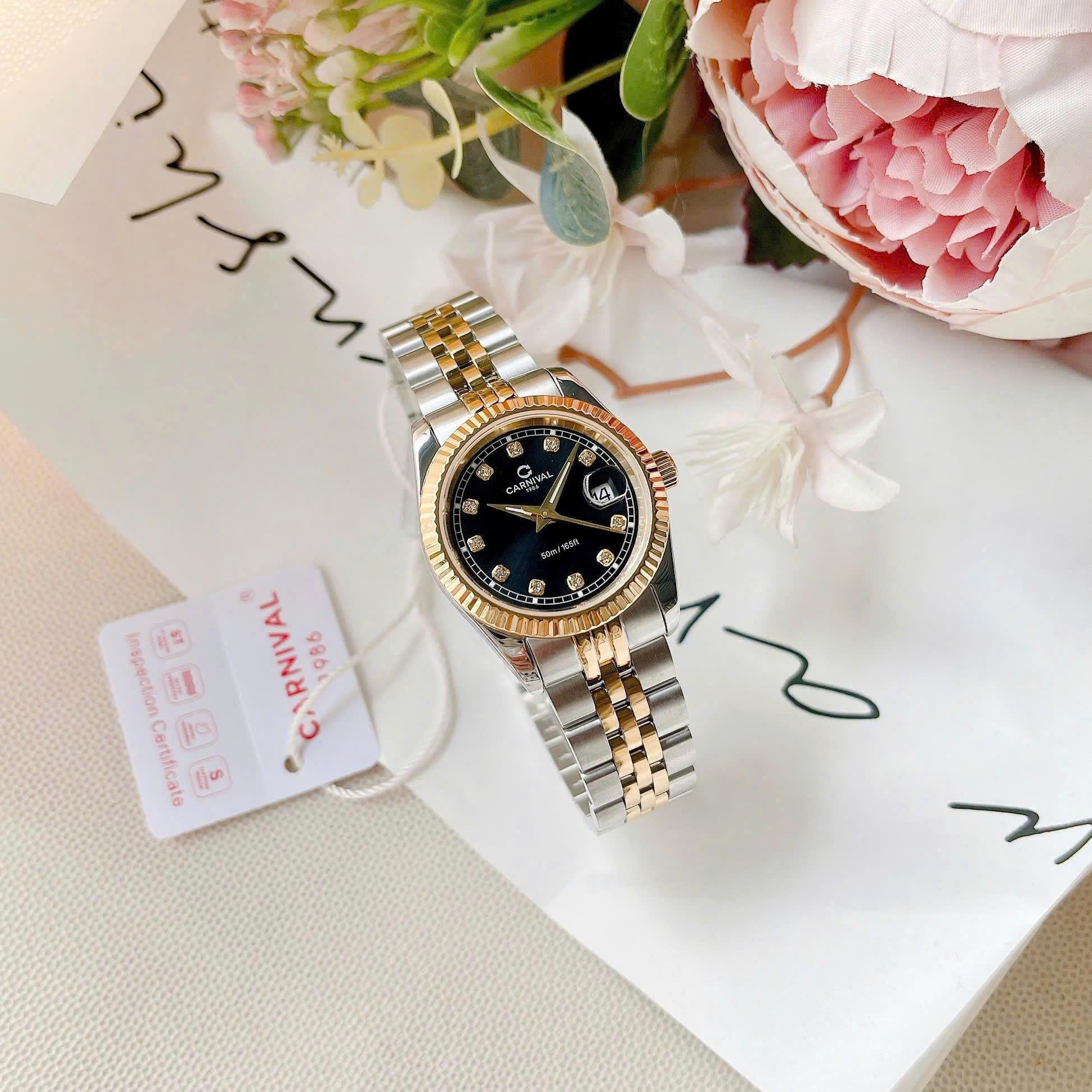 ĐỒNG HỒ NỮ CARNIVAL QUARTZ ĐEN 8131L-CV-D