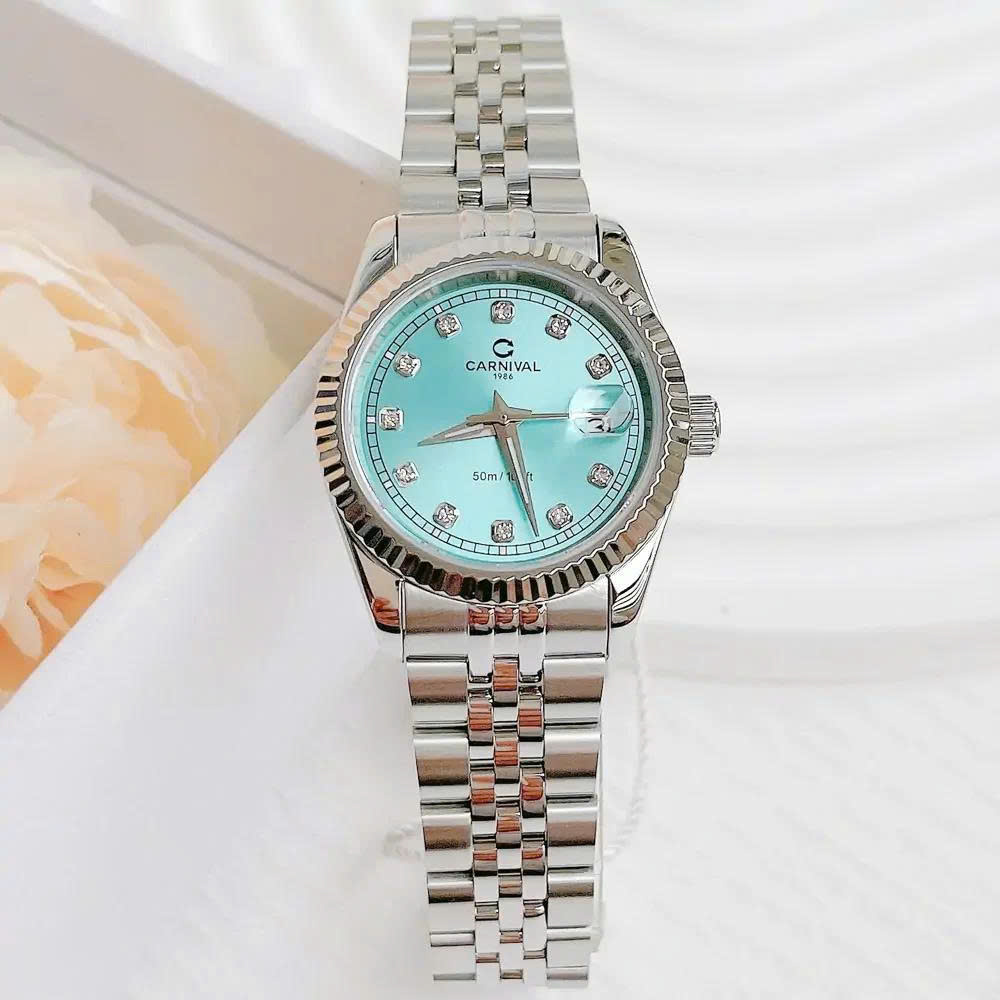 ĐỒNG HỒ NỮ CARNIVAL QUARTZ XANH ICEBLUE 8131L-VT-TX