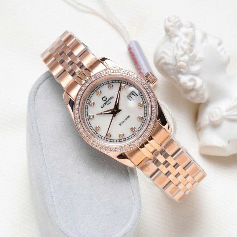 ĐỒNG HỒ NỮ CARNIVAL QUARTZ XÀ CỪ TRẮNG 8131L2-VH-TK