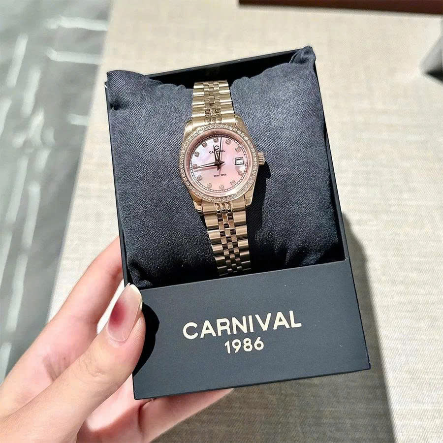 ĐỒNG HỒ NỮ CARNIVAL QUARTZ XÀ CỪ HỒNG 8131L2-VH-HK