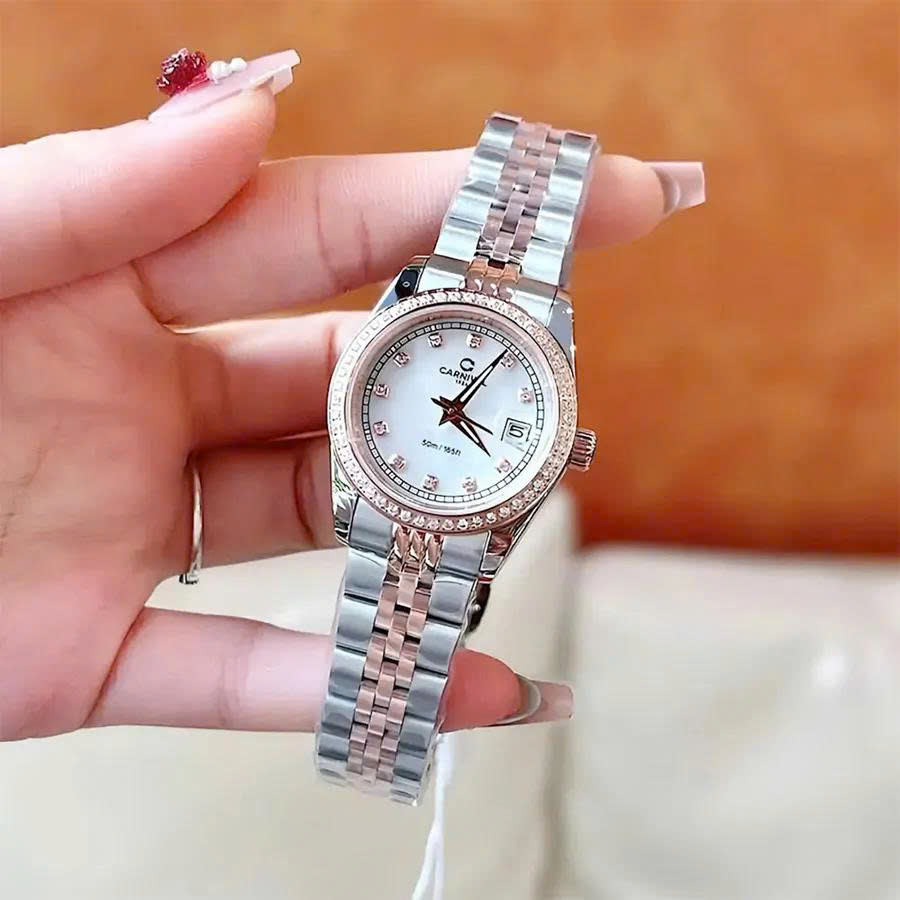 ĐỒNG HỒ NỮ CARNIVAL QUARTZ XÀ CỪ TRẮNG 8131L2-CH-TK