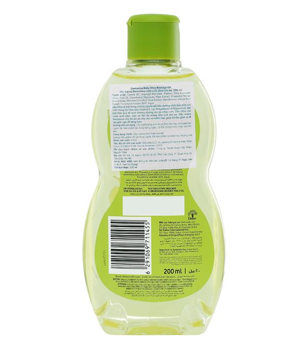 Dầu massage cho bé DermoViva Baby chiết xuất olive chai 200ml