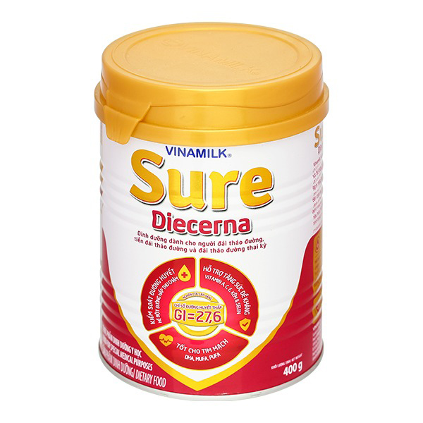Sữa bột Vinamilk Sure Diecerna bổ sung dinh dưỡng cho người đái tháo đường lon 400g