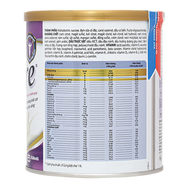 Sữa bột Prosure bổ sung dinh dưỡng cho người sụt cân do bệnh hương vani lon 380g