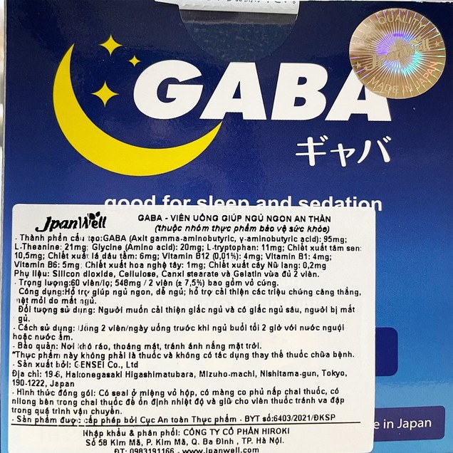 Viên uống Gaba Jpanwell hỗ trợ giúp ngủ ngon, dễ ngon (60 viên)