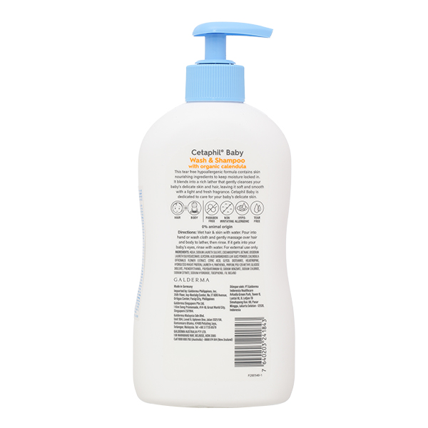 Sữa tắm gội cho bé Cetaphil chiết xuất hoa cúc hữu cơ chai 400ml