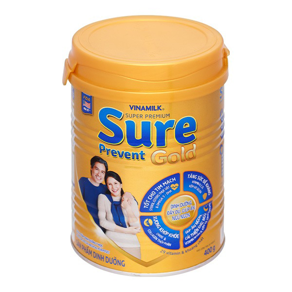 Sữa bột Vinamilk Sure Prevent Gold giúp hệ xương khớp chắc khỏe lon 400g