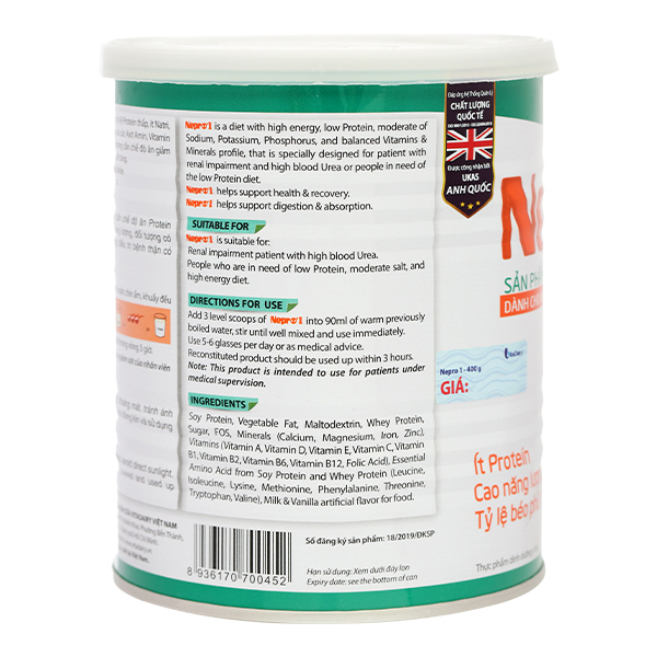 Sữa bột Nepro 1 bổ sung dinh dưỡng cho người bệnh thận lon 400g