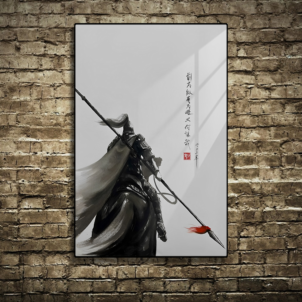 Tranh Tráng Gương Thuỷ Mặc ĐƠN THƯƠNG ĐỘC MÃ cao cấp - Kích thước 40x60cm